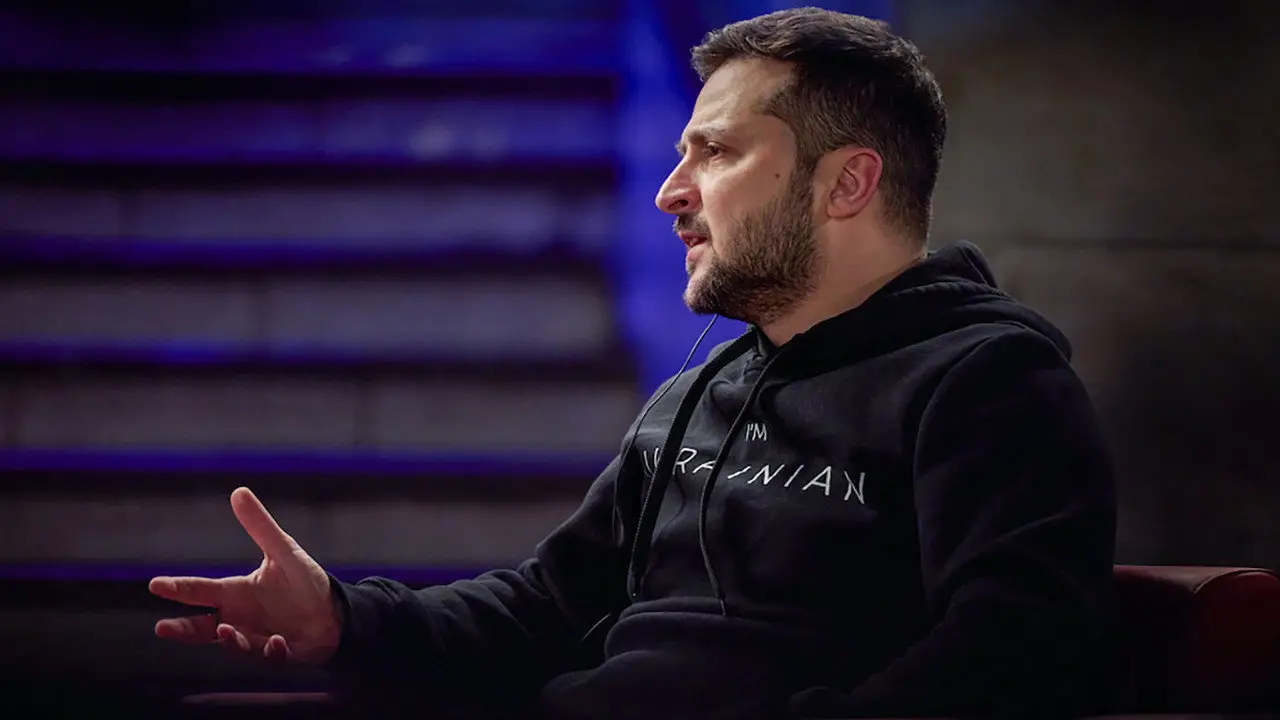 Кадр з фільму «Наступний гість Девіда Леттермана: Володимир Зеленський»