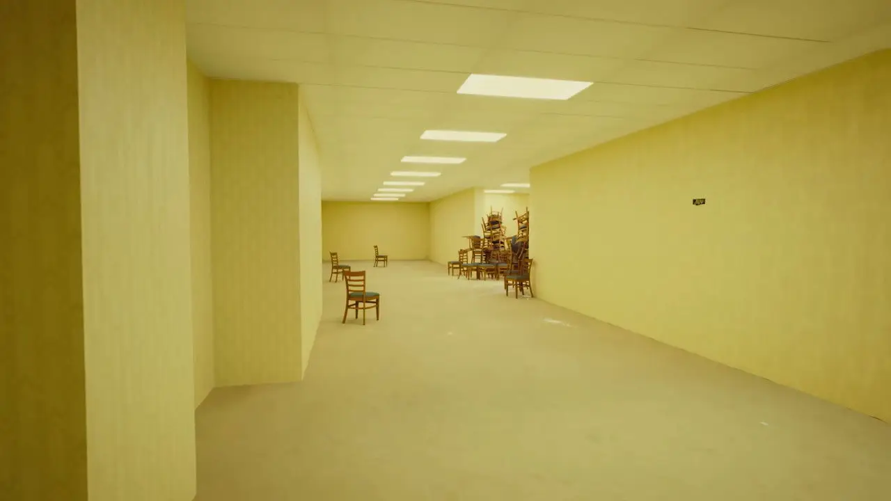 Кадр з фільму «Backrooms: Залаштунки / Нескінченні Кімнати»